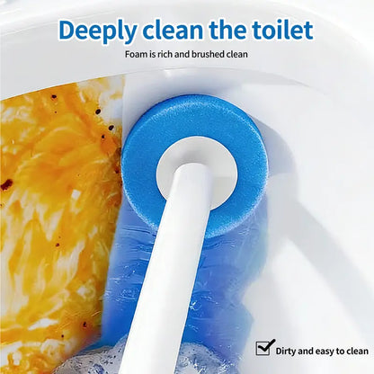 Toilet Brush Kit - 32/16 Refill Heads & Holder, Rotating No-Touch Deep Cleaner for Under-Rim & Corner, Bathroom Cleaning Tool for Home, RV