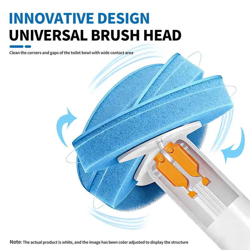 Toilet Brush Kit - 32/16 Refill Heads & Holder, Rotating No-Touch Deep Cleaner for Under-Rim & Corner, Bathroom Cleaning Tool for Home, RV