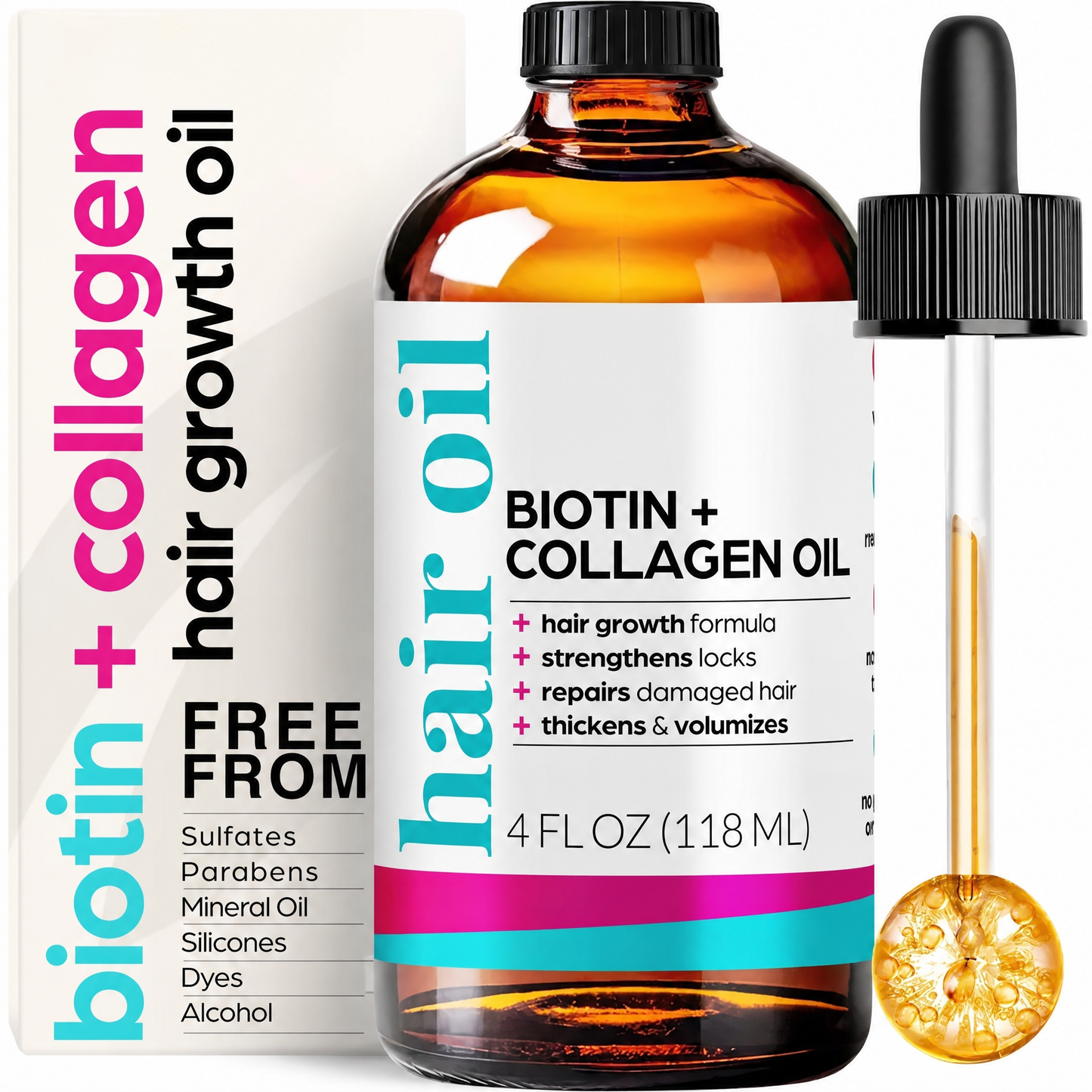 Organic Rosemary Castor Oil Hair Growth Kit with Comfort Scalp Brush - Choose from Keratin Blend, Biotin Vitamin Formula, or Original Natural Blend - Strengthen, Nourish & Revitalize Hair Haircare Solution Thickening Boost