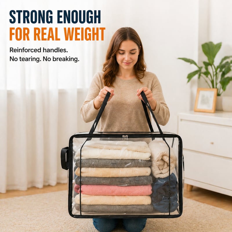 🎁 Last Day Sale 49% OFF📦Large Heavy-Duty Thick Plastic Clear Storage Bag for Clothes, Moving & Storage
