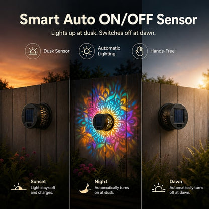 💥LAST DAY SALE 49% OFF💥65K+ SOLD!✨Solar Mandala Wall Light | Outdoor Garden Fence Projector Lamp 🪐🌌