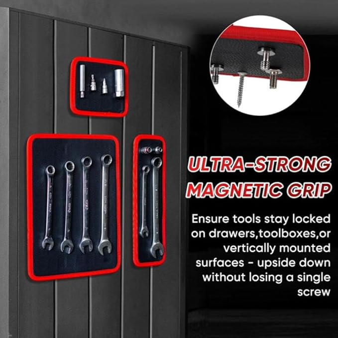 Magnetic Tool Mat & Holder,Flexible Magnetic Tool Mat & Tray Holder,Magneti-c Tools Tray,Scratchproof PVC Surface with Non-Slip Grip | Auto Repair, Toolbox Organizer for Mechanics & DIY