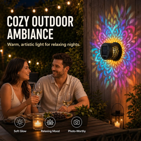 💥LAST DAY SALE 49% OFF💥65K+ SOLD!✨Solar Mandala Wall Light | Outdoor Garden Fence Projector Lamp 🪐🌌