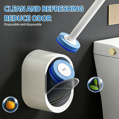 Toilet Brush Kit - 32/16 Refill Heads & Holder, Rotating No-Touch Deep Cleaner for Under-Rim & Corner, Bathroom Cleaning Tool for Home, RV