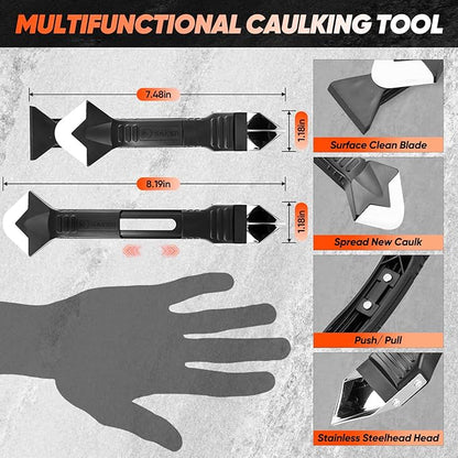 Saker Silicone Caulking Tools-3 in 1 Sealant Finishing Tool Grout Remove Scraper Caulk Remover Glass Glue Angle Scraper for Bathroom,Kitchen,Floor,Window,Sink Joint,Frames Seal (Black Blue)